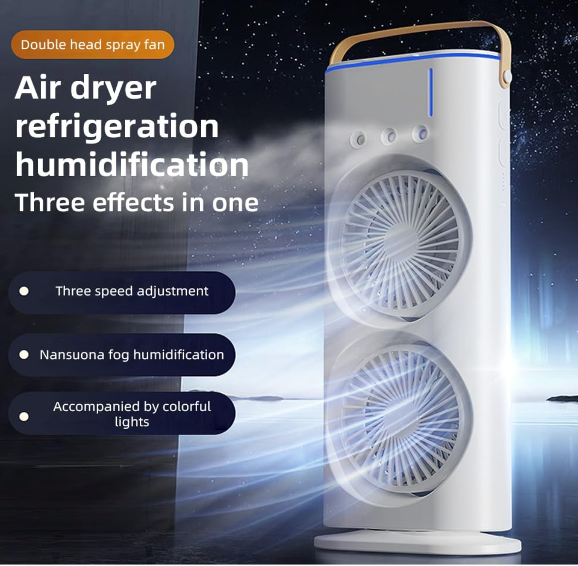 VENTILADOR DOBLE CON HUMIDIFICADOR